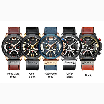 Montre Homme CURREN Cuir Sport Chronographe - Quartz Étanche Luxe Fashion Relogio Masculino