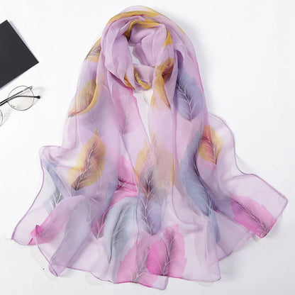 Foulard Écharpe Georgette Dégradé Fleur Femme - Bandana Châle Hijab Été Protection Solaire