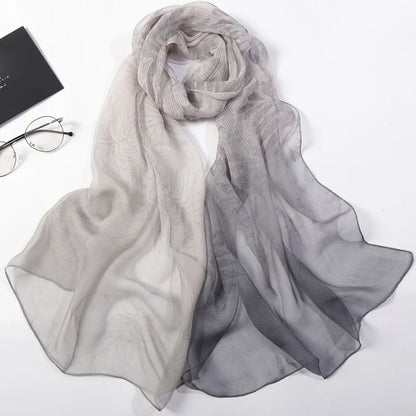 Foulard Écharpe Georgette Dégradé Fleur Femme - Bandana Châle Hijab Été Protection Solaire