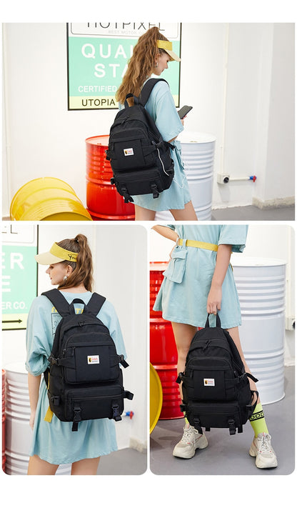 Sac à Dos Scolaire Fille Imperméable Oxford - Cartable Ado Grande Capacité Jaune