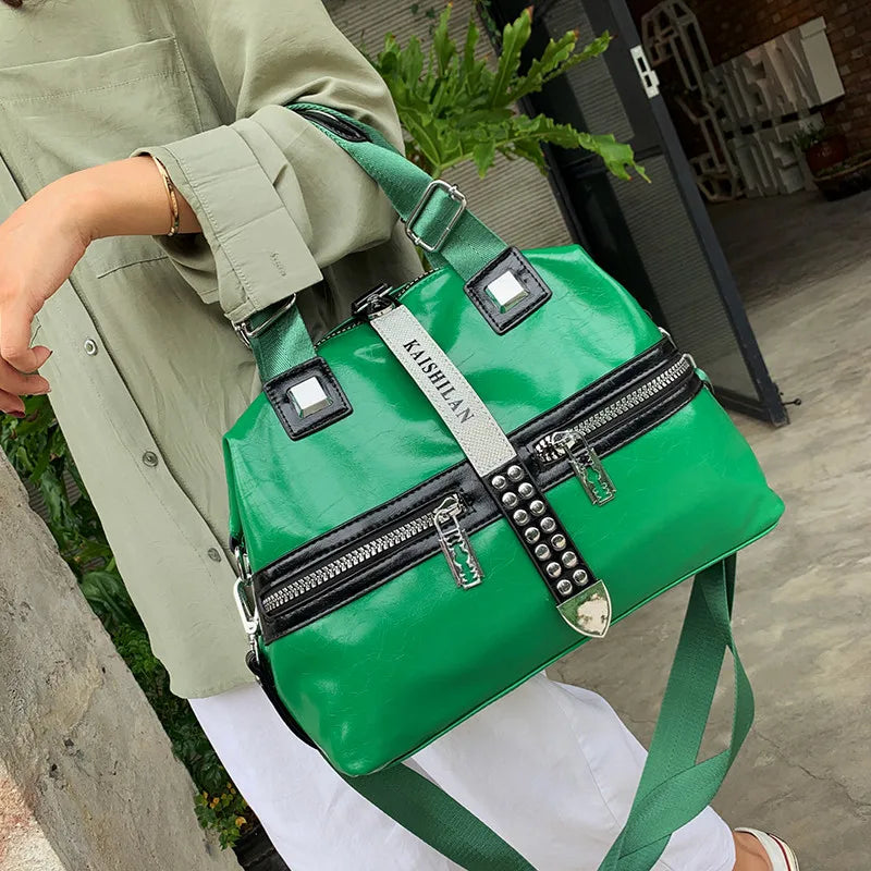 Sac à Main Femme Cuir Rivets Fashion 2025 - Messenger Casual Grand