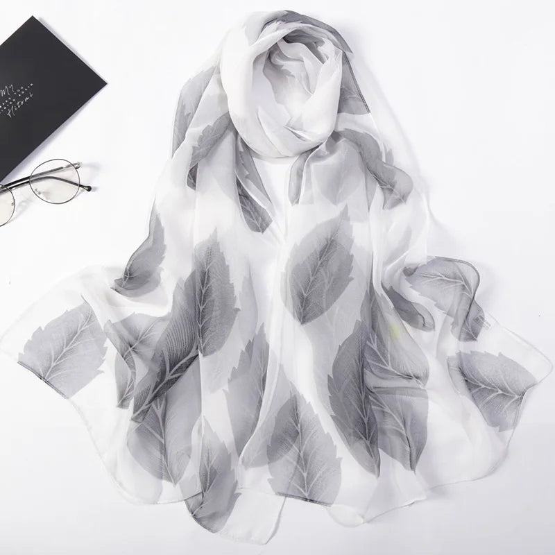 Foulard Écharpe Georgette Dégradé Fleur Femme - Bandana Châle Hijab Été Protection Solaire