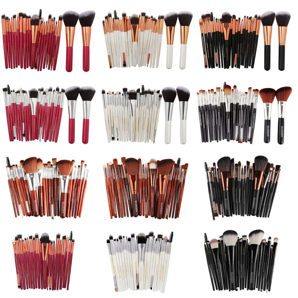 Set Pinceaux Maquillage 15/22 Pièces - Kit Pinceaux Professionnels Fond de Teint Poudre Fard à Paupières