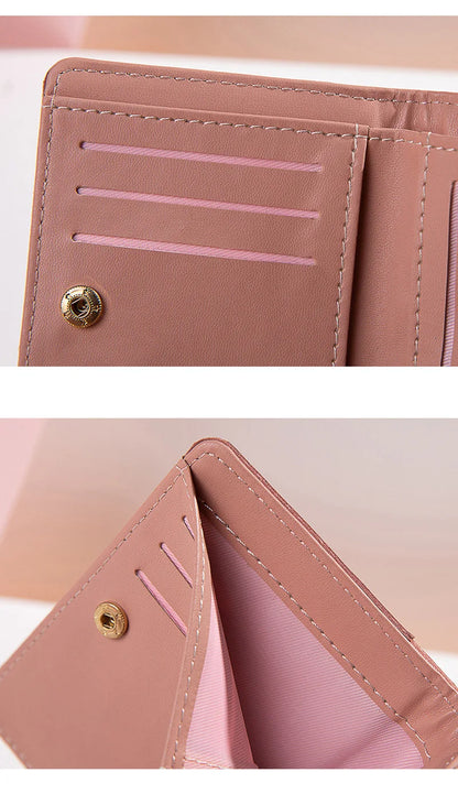 Portefeuille Femme Pliable Cuir PU - Porte-Cartes Portable avec Porte-Monnaie
