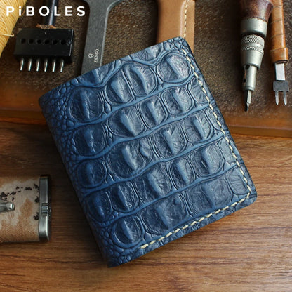 Portefeuille Cuir Véritable Luxe Fait Main Bifold - Porte-Carte Crédit Court Homme Femme Portable