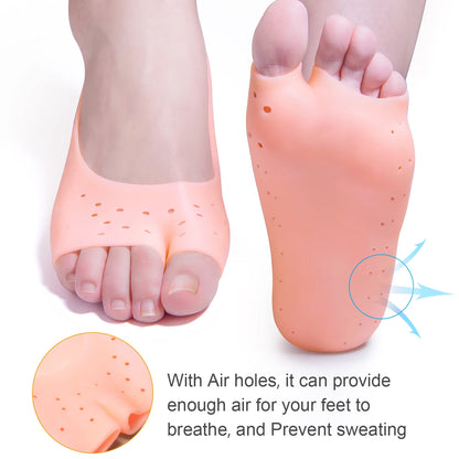 Chaussettes Gel Silicone Hydratantes 2pcs - Soin Pieds Talons Secs Fissurés Pédicure