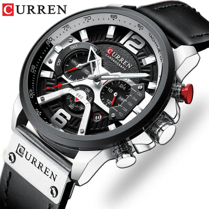 Montre Homme CURREN Cuir Sport Chronographe - Quartz Étanche Luxe Fashion Relogio Masculino
