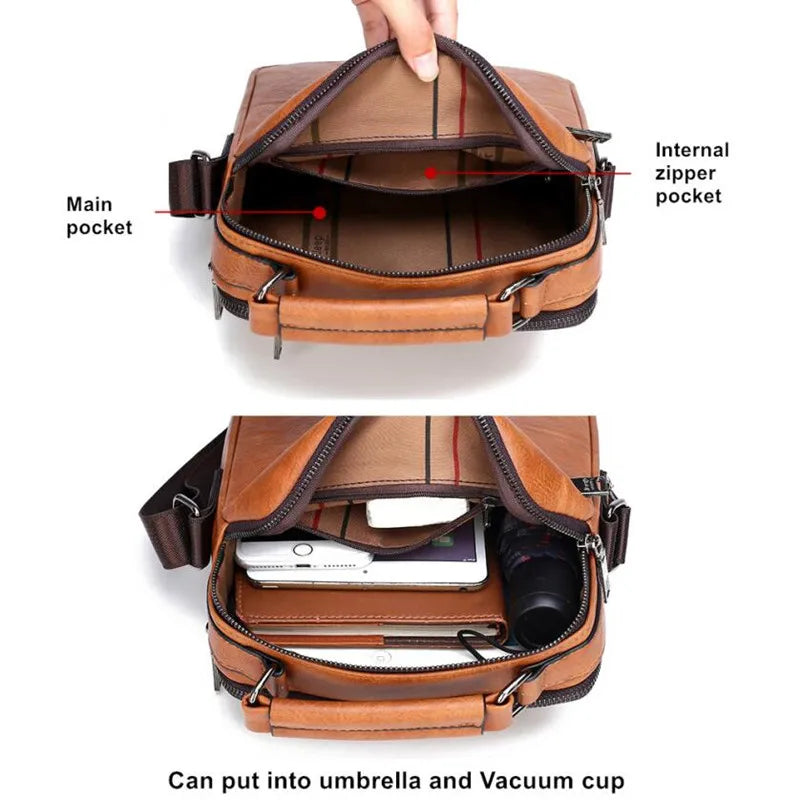Sac Bandoulière Homme JEEP BULUO Cuir Fendu - Messenger Bag Business Crossbody