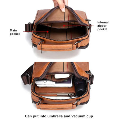 Sac Bandoulière Homme JEEP BULUO Cuir Fendu - Messenger Bag Business Crossbody