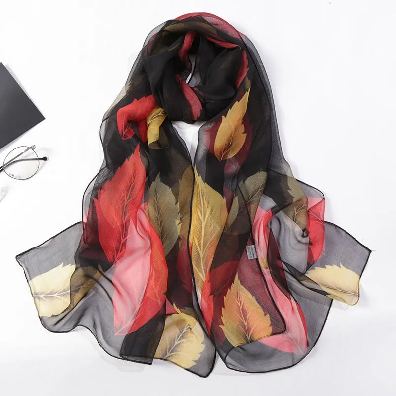 Foulard Écharpe Georgette Dégradé Fleur Femme - Bandana Châle Hijab Été Protection Solaire