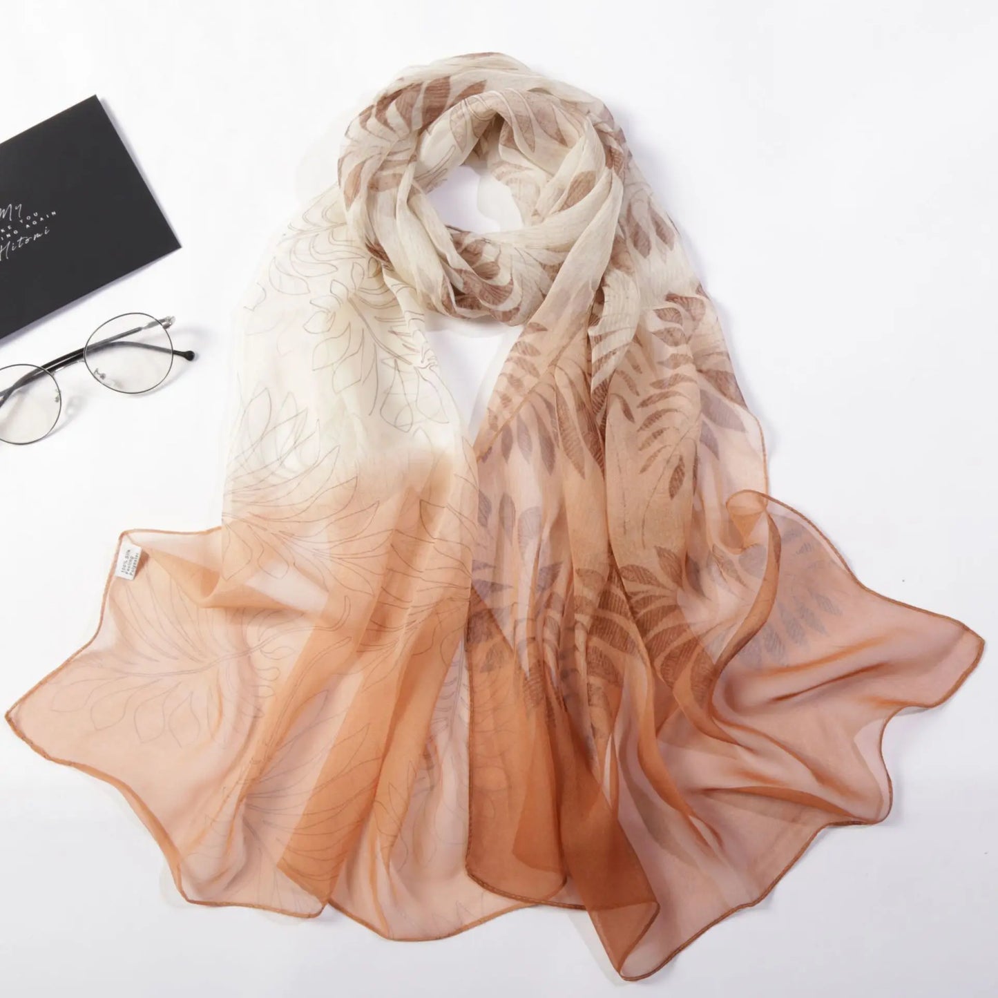 Foulard Écharpe Georgette Dégradé Fleur Femme - Bandana Châle Hijab Été Protection Solaire
