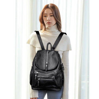 Sac à Dos Femme Cuir Haute Qualité Vintage - Backpack Voyage École Filles