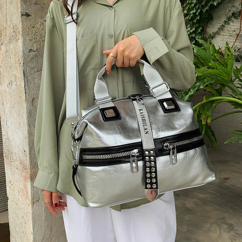 Sac à Main Femme Cuir Rivets Fashion 2025 - Messenger Casual Grand