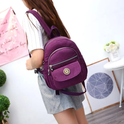 Sac à Dos Femme Adolescente Bleu Ciel - Sac École Nylon Imperméable Voyage