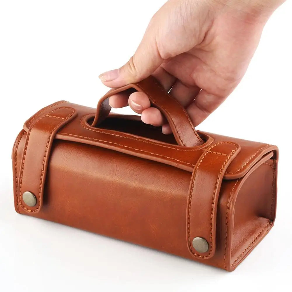 Trousse Toilette Homme Cuir PU Voyage - Organisateur Rasage Noir Marron Imperméable