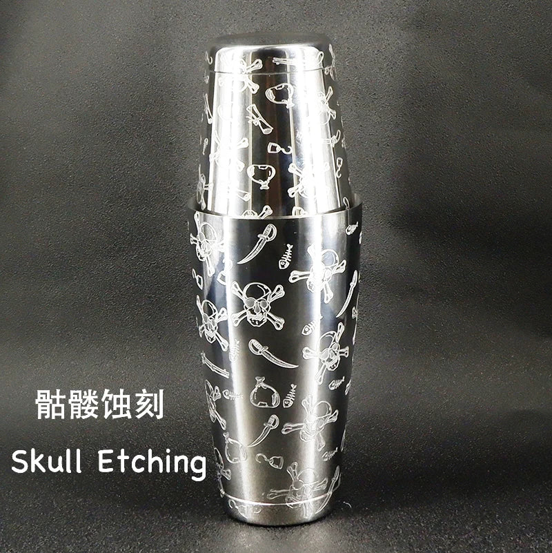 Set Cocktail Shaker Crâne Boston Bartender - Outils Bar Professionnel Strainer Jigger Cuillère