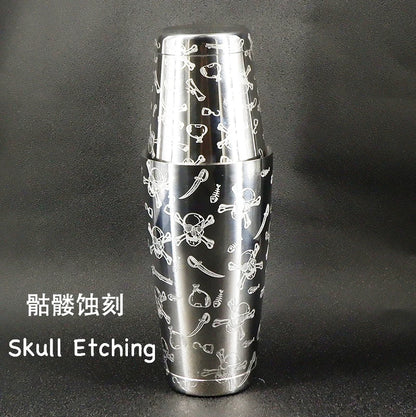 Set Cocktail Shaker Crâne Boston Bartender - Outils Bar Professionnel Strainer Jigger Cuillère