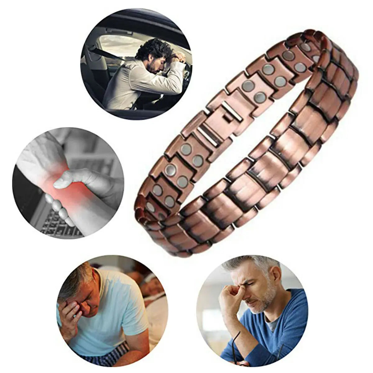 Bracelet Cuivre Double Magnétique Homme – Soulagement Arthrite Style Business