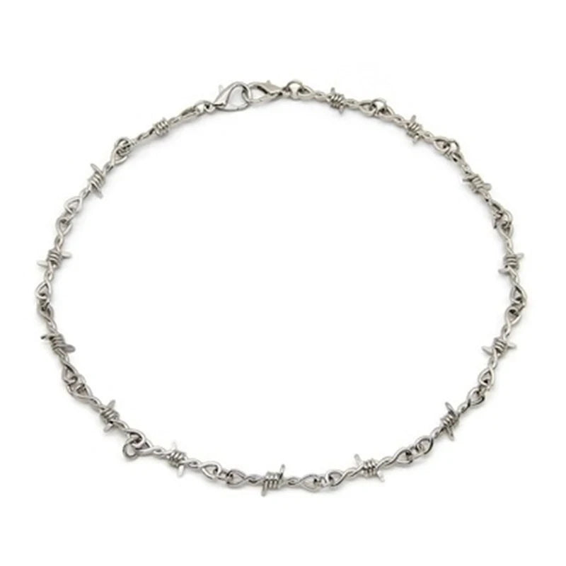 Bracelet Fil Barbelé Punk Gothique – Chaîne Métal Unisexe Hip-Hop