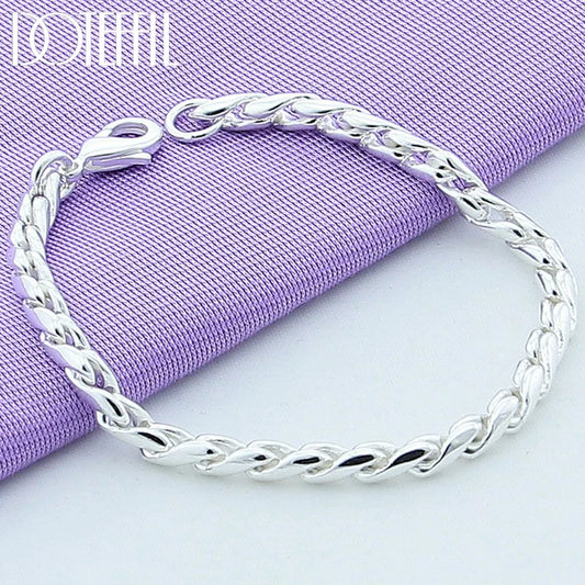 DOTEFFIL 925 Sterling Silver Bracelet with 24K Gold Plated Finish - 4mm Snake Chain with 20cm European Charm for Women