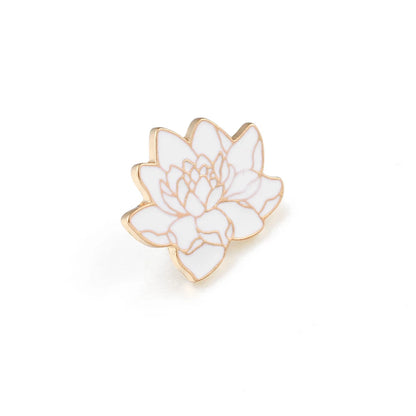 Pin's Émaillé Fleur de Lotus Blanc Bouddhiste – Broche Badge Spirituel Japonais Unisexe