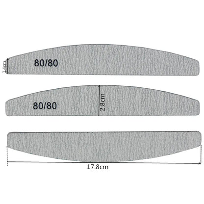 Lot 10 Limes Ongles Double Face 80/80 Grit Demi-Lune - Emery Board Salon Manucure Professionnelle