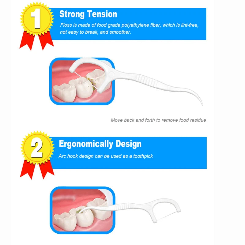 Fil Dentaire Portable 50pcs - Bâtonnets Cure-Dents Hygiène Bucco-Dentaire Emballage Individuel