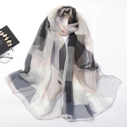 Foulard Écharpe Georgette Dégradé Fleur Femme - Bandana Châle Hijab Été Protection Solaire