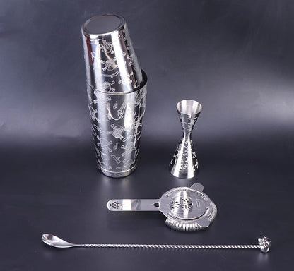 Set Cocktail Shaker Crâne Boston Bartender - Outils Bar Professionnel Strainer Jigger Cuillère