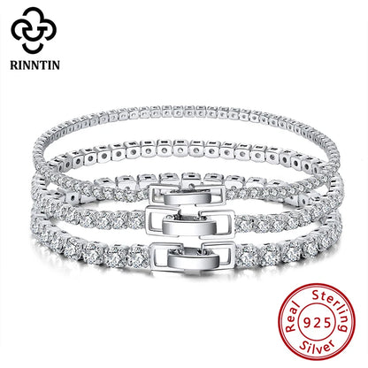 Bracelet Tennis Femme Argent 925 Rinntin - Zircone Cubique 2mm 3mm 4mm Luxe