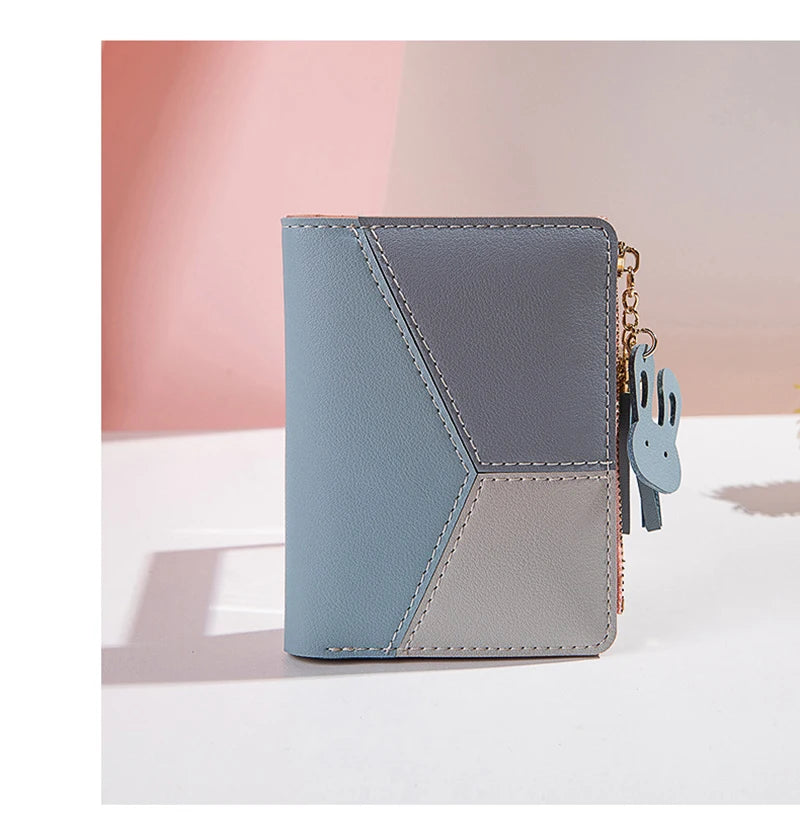 Portefeuille Femme Pliable Cuir PU - Porte-Cartes Portable avec Porte-Monnaie