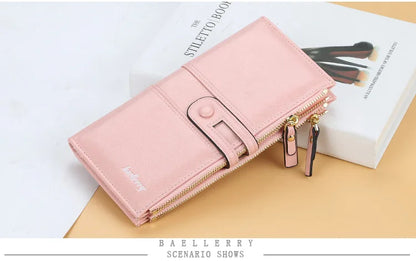 Portefeuille Femme Long Cuir Classique - Porte-Cartes avec Fermeture Éclair