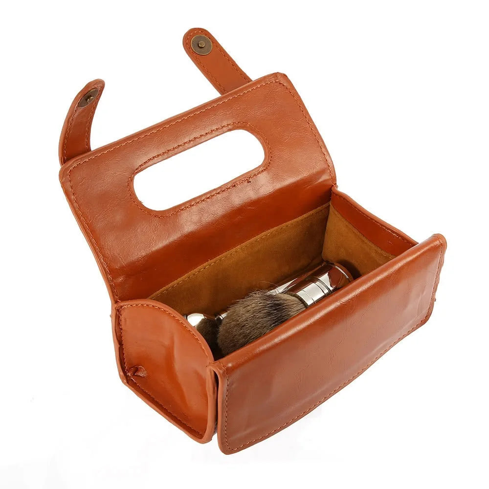 Trousse Toilette Homme Cuir PU Voyage - Organisateur Rasage Noir Marron Imperméable