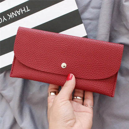 Portefeuille Femme Long Coloré Style Coréen - Porte-Cartes Cuir PU avec Fermoir