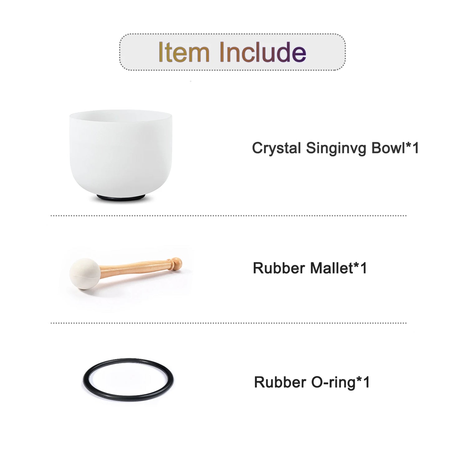 Bol Chantant Cristal Quartz Blanc Givré 8 Pouces CVNC Note C 440Hz - Guérison Sonore Méditation Yoga Maillet Inclus