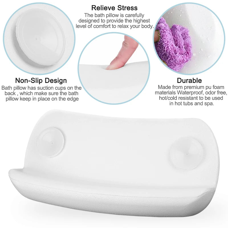 Oreiller de Bain Spa Antidérapant - Appui-Tête Confort avec Ventouses pour Baignoire