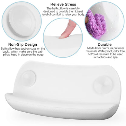 Oreiller de Bain Spa Antidérapant - Appui-Tête Confort avec Ventouses pour Baignoire