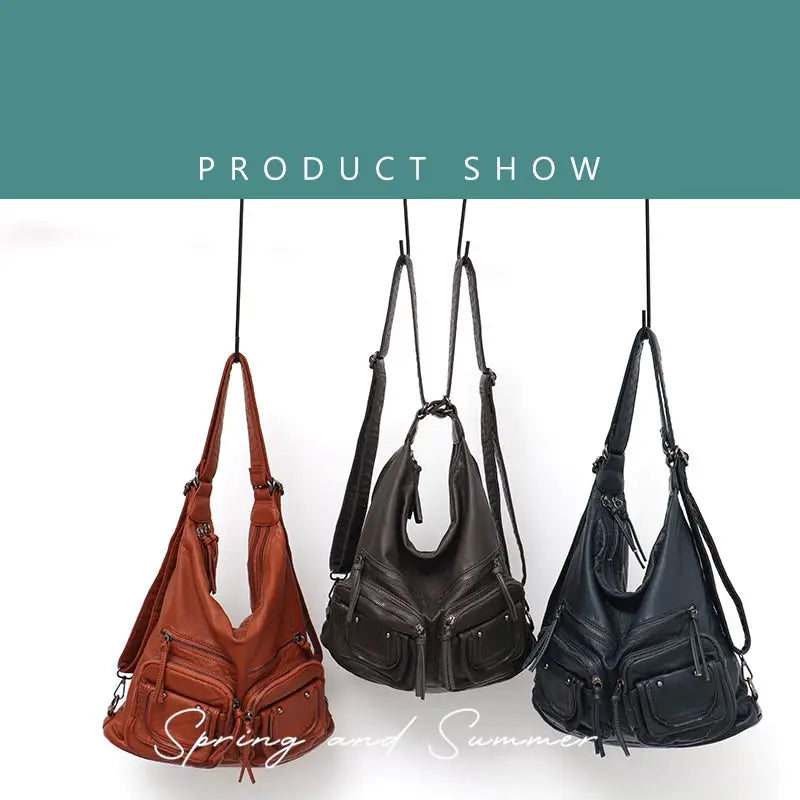 Sac à Dos Femme CEZIRA Cuir PU Grande Capacité - Sac École Multi-Poches Messenger Bandoulière