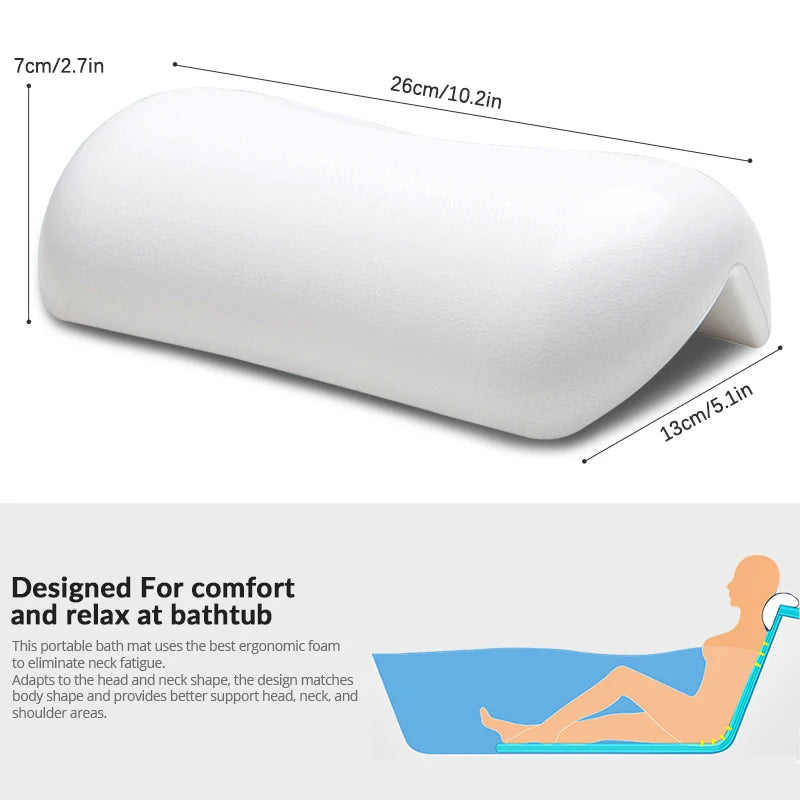 Oreiller de Bain Spa Antidérapant - Appui-Tête Confort avec Ventouses pour Baignoire