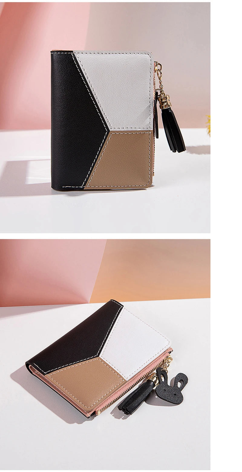 Portefeuille Femme Pliable Cuir PU - Porte-Cartes Portable avec Porte-Monnaie