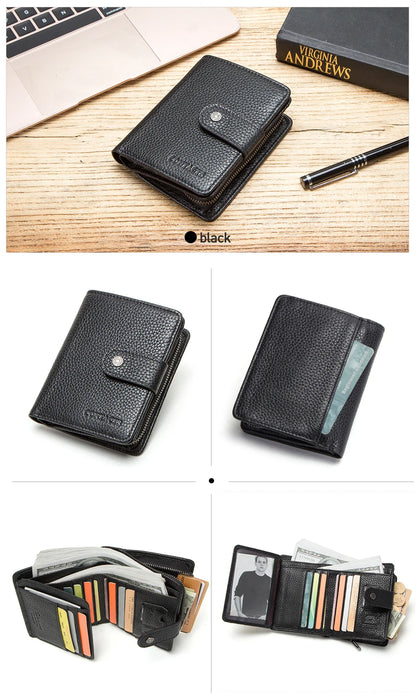 Portefeuille Femme Cuir Véritable Luxe Rose - Porte-Monnaie Compact Fermoir Hasp Porte-Carte Qualité