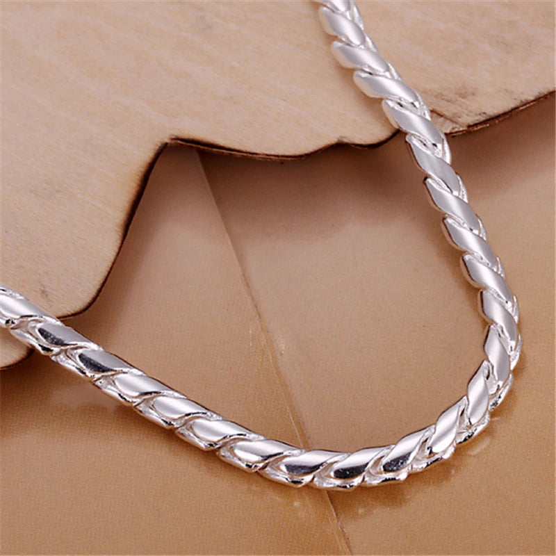 Bracelet Argent Sterling 925 DOTEFFIL Or 24K - Chaîne Serpent 4mm Charm Européen 20cm Femme