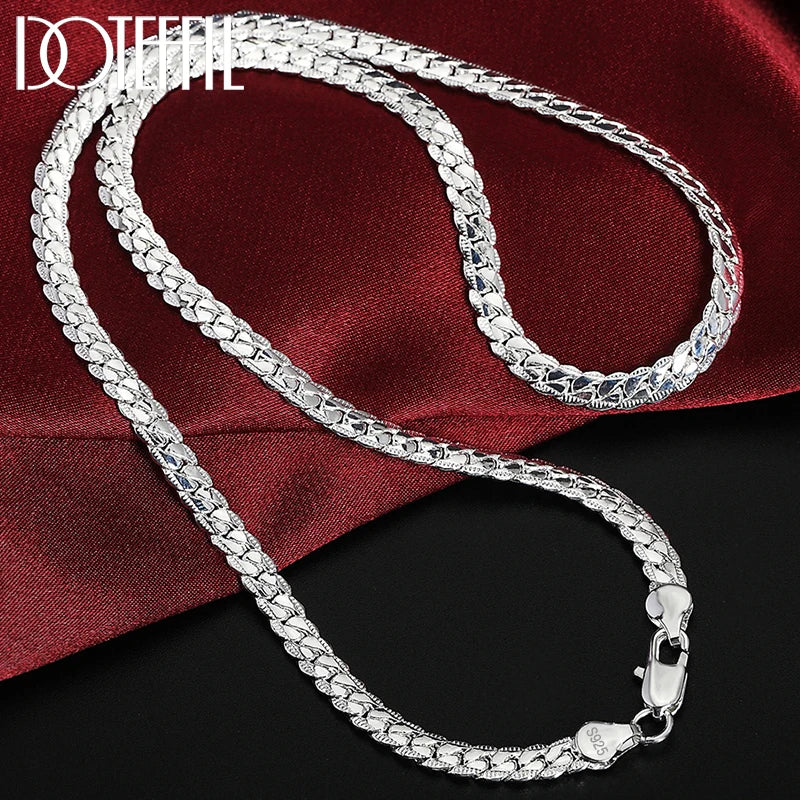 Collier Chaîne Argent Sterling 925 6mm - Bijou Femme Homme 16-24 Pouces