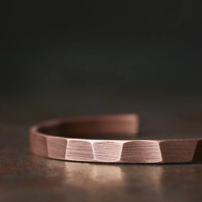Bracelet Cuivre Pur Fait Main Oxydé Punk – Manchette Sculptée Rustique Unisexe Cadeau