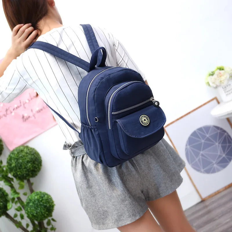 Sac à Dos Femme Adolescente Bleu Ciel - Sac École Nylon Imperméable Voyage