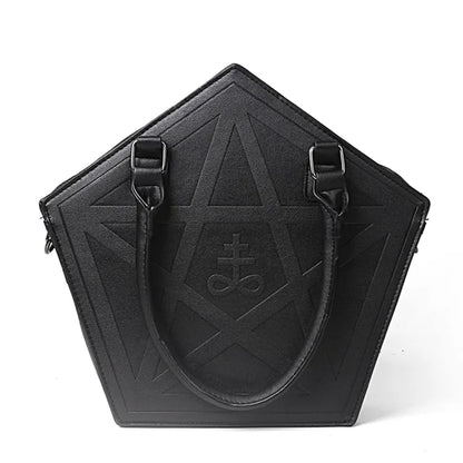 Sac à Main Gothique Pentagramme Punk - Étoile Noir Cuir PU Chaîne Femme