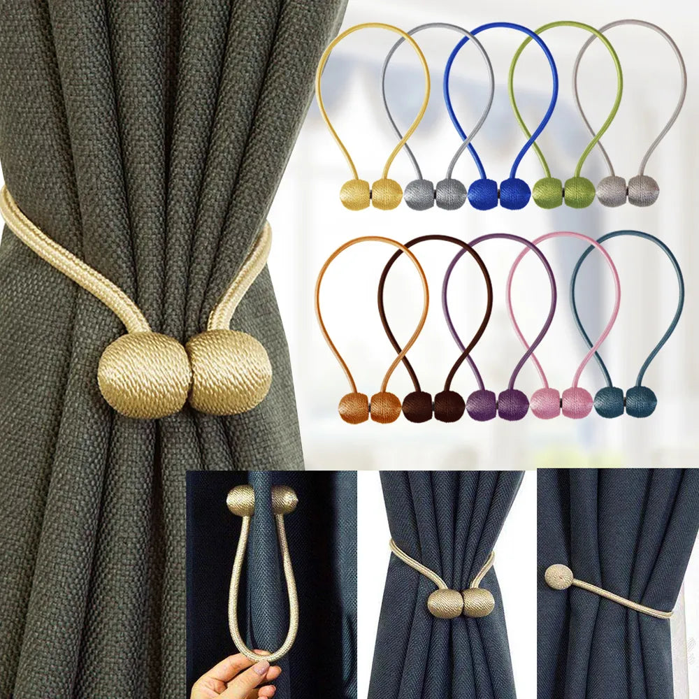 Embrasse Rideau Magnétique 2pcs - Attache Aimantée Décorative Polyester - Accessoire Maison