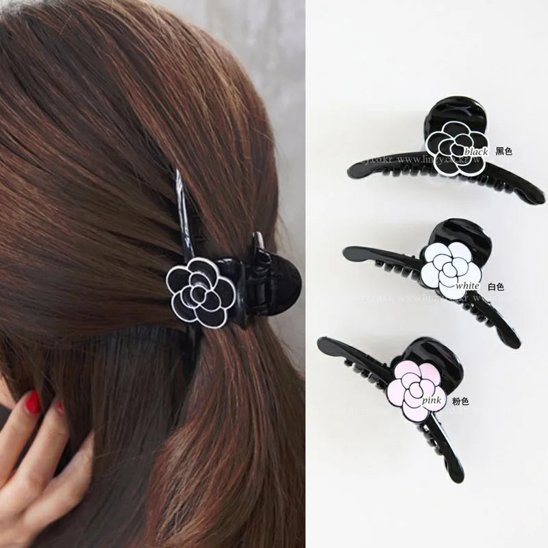 Pince Cheveux Camélia Perle Strass Femme - Barrette Fleur Rose Acrylique Accessoires Élégants
