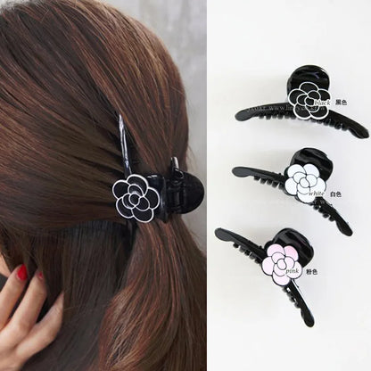 Pince Cheveux Camélia Perle Strass Femme - Barrette Fleur Rose Acrylique Accessoires Élégants