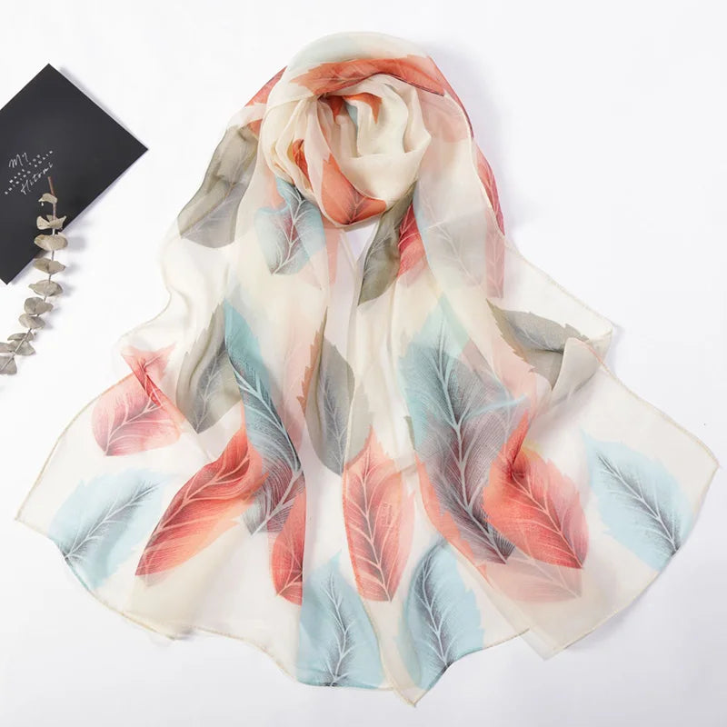 Foulard Écharpe Georgette Dégradé Fleur Femme - Bandana Châle Hijab Été Protection Solaire